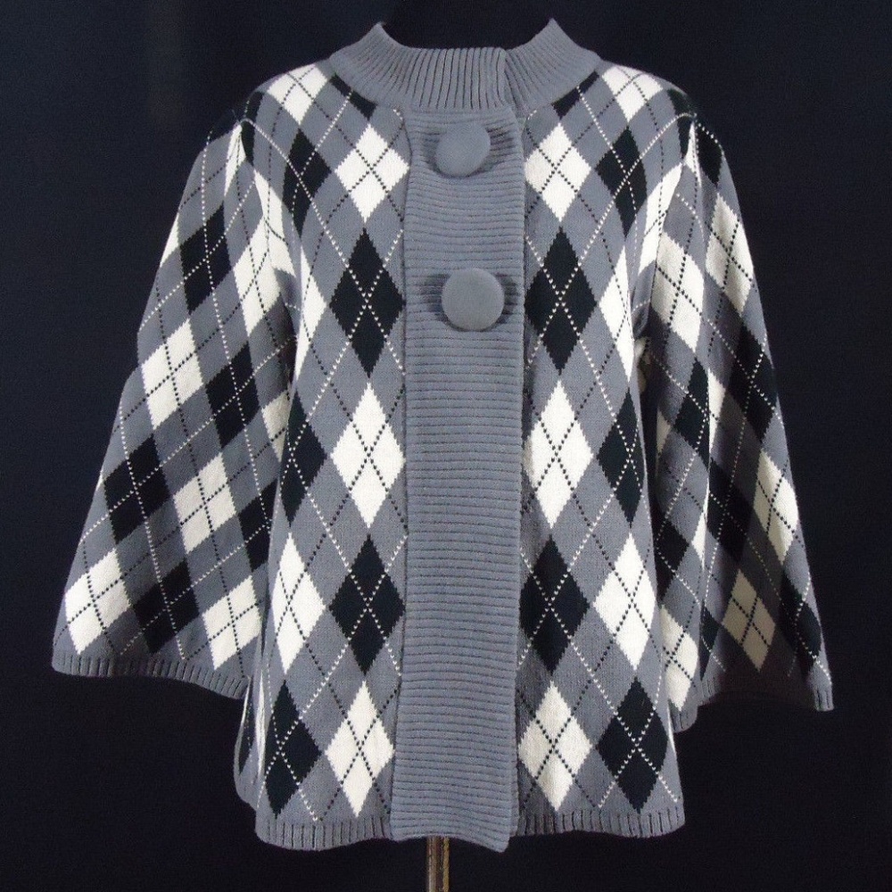 Classic Elements Argyle Wide Sleeve Cardigan - image 1